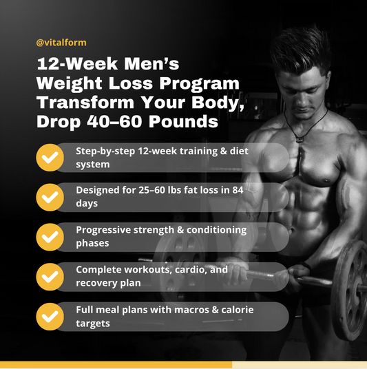 12-Week Mens Weight Loss Program – Lose Up to 60 lbs with Step-by-Step Daily Plan